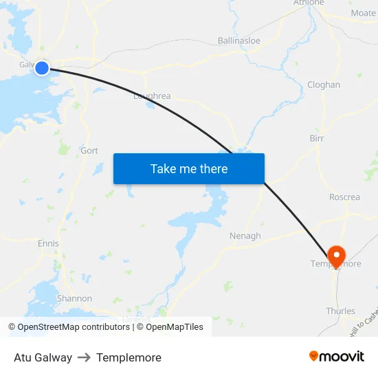 Atu Galway to Templemore map