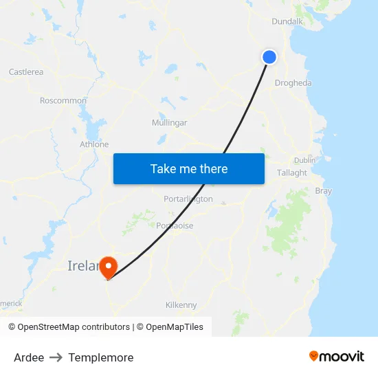 Ardee to Templemore map