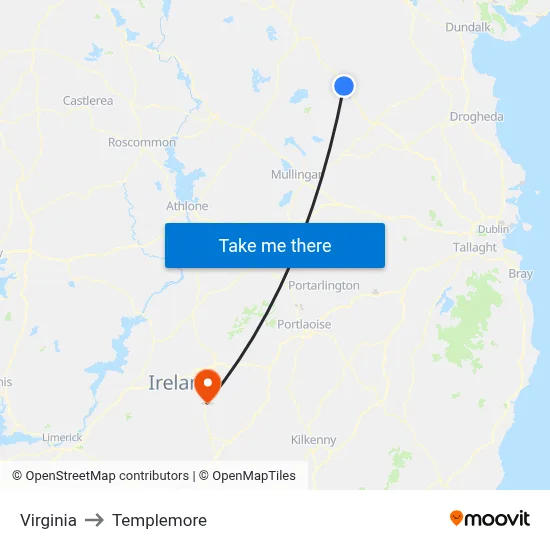 Virginia to Templemore map