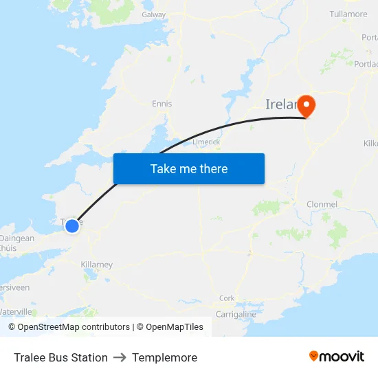 Tralee Bus Station to Templemore map