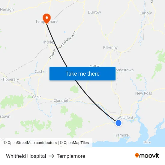 Whitfield Hospital to Templemore map