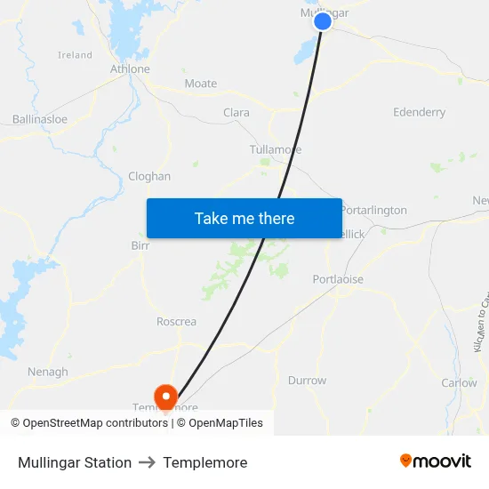Mullingar Station to Templemore map
