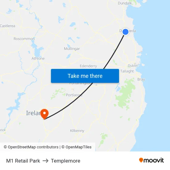 M1 Retail Park to Templemore map