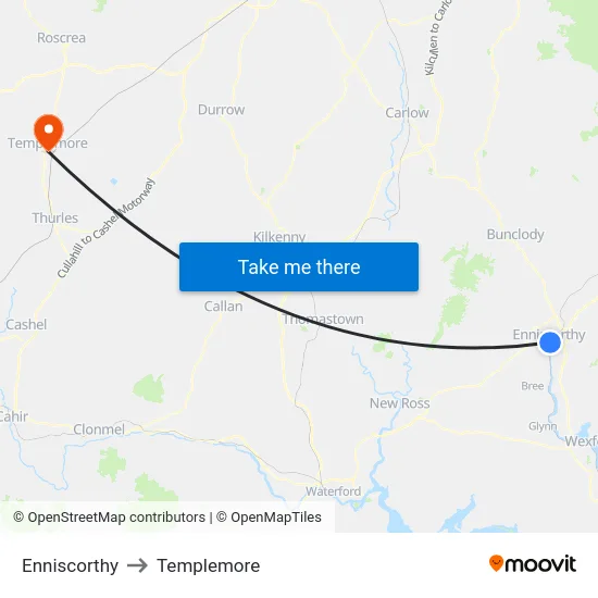 Enniscorthy to Templemore map