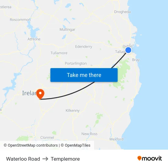 Waterloo Road to Templemore map