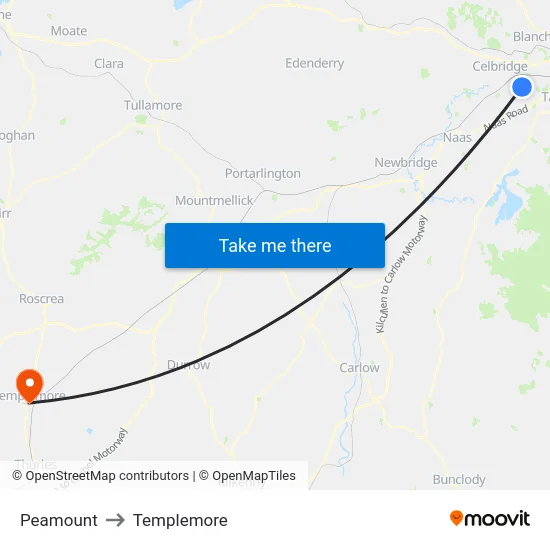 Peamount to Templemore map
