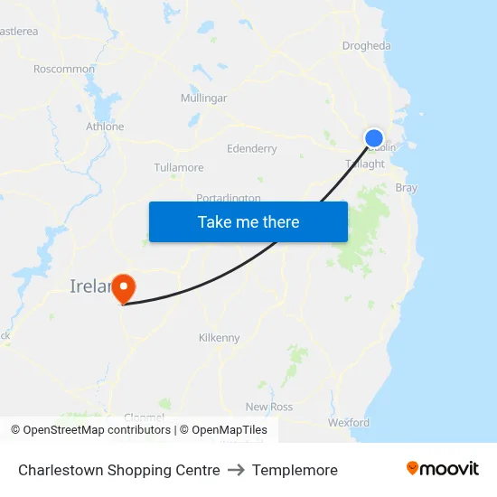 Charlestown Shopping Centre to Templemore map
