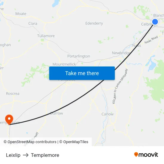 Leixlip to Templemore map