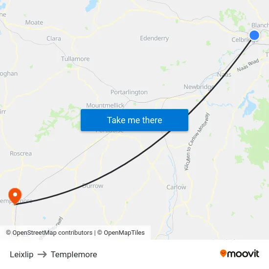 Leixlip to Templemore map