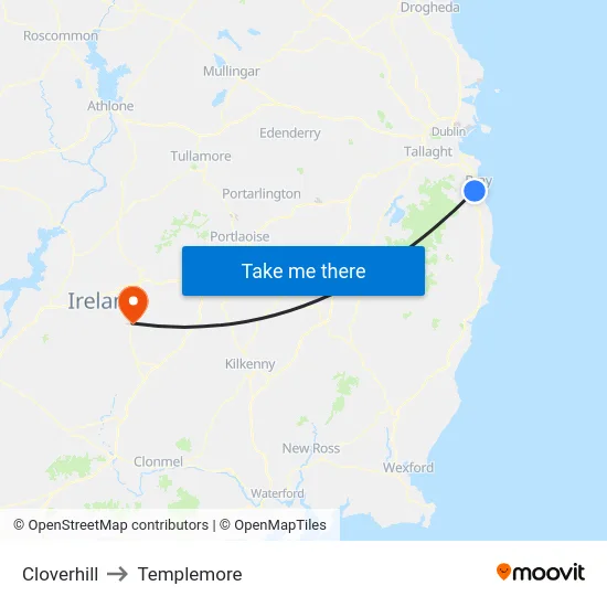 Cloverhill to Templemore map