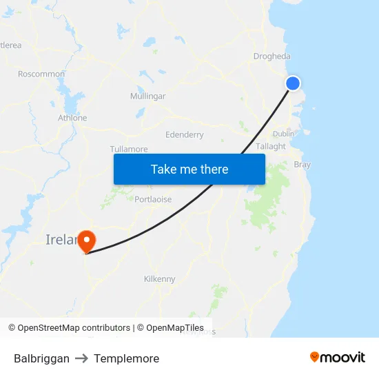 Balbriggan to Templemore map