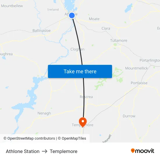 Athlone Station to Templemore map