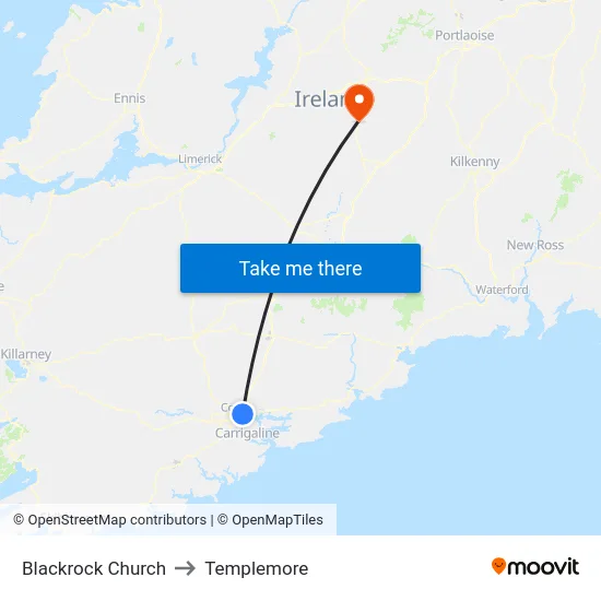 Blackrock Church to Templemore map