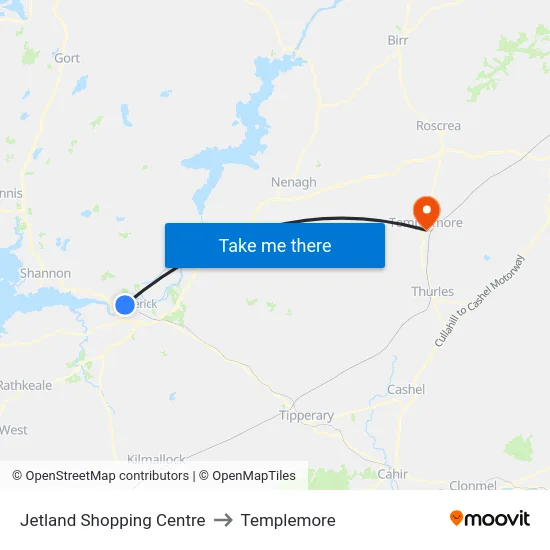Jetland Shopping Centre to Templemore map