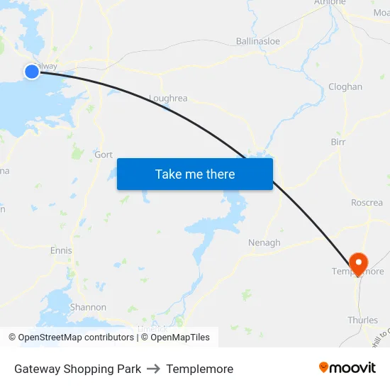 Gateway Shopping Park to Templemore map