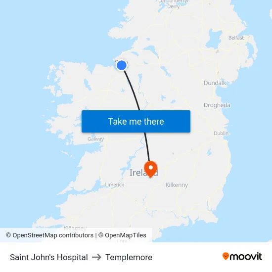 Saint John's Hospital to Templemore map