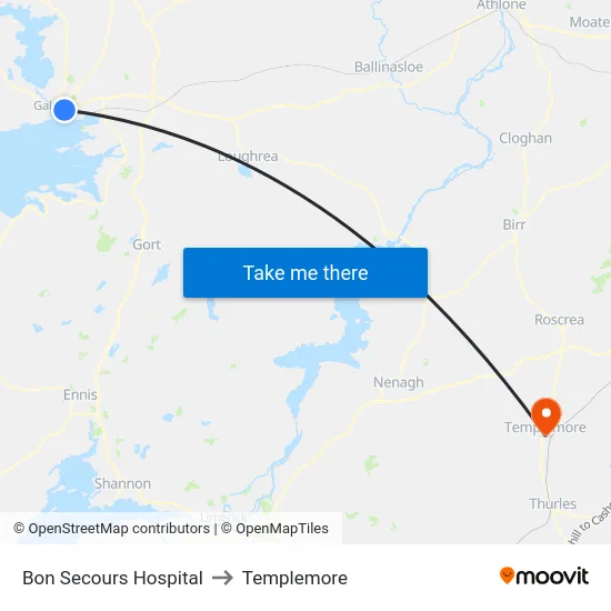 Bon Secours Hospital to Templemore map