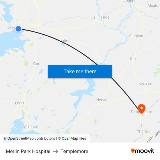 Merlin Park Hospital to Templemore map
