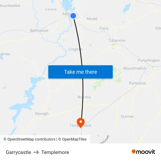 Garrycastle to Templemore map