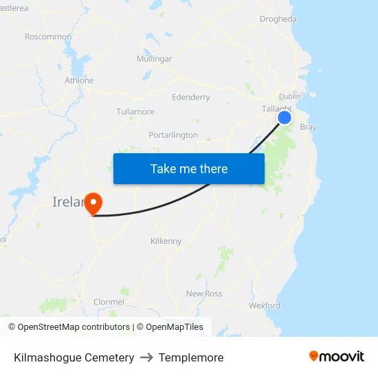 Kilmashogue Cemetery to Templemore map
