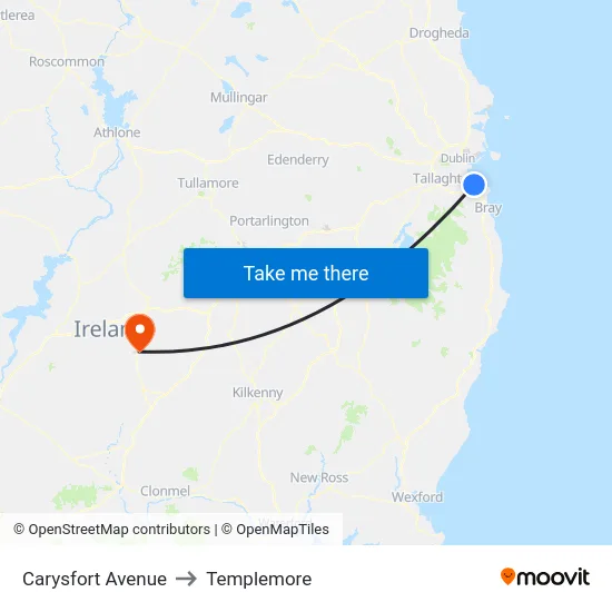 Carysfort Avenue to Templemore map