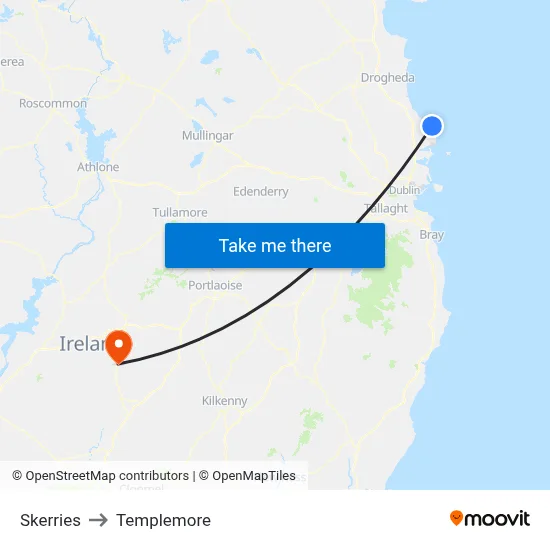 Skerries to Templemore map