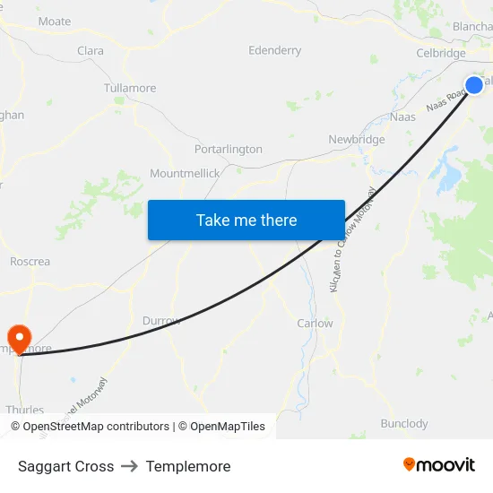 Saggart Cross to Templemore map