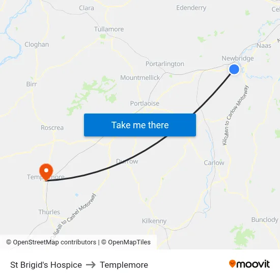 St Brigid's Hospice to Templemore map