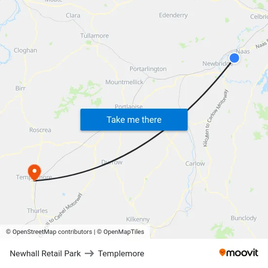 Newhall Retail Park to Templemore map