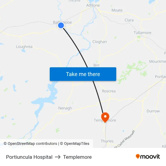 Portiuncula Hospital to Templemore map