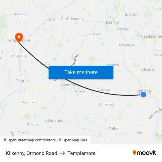 Kilkenny, Ormond Road to Templemore map