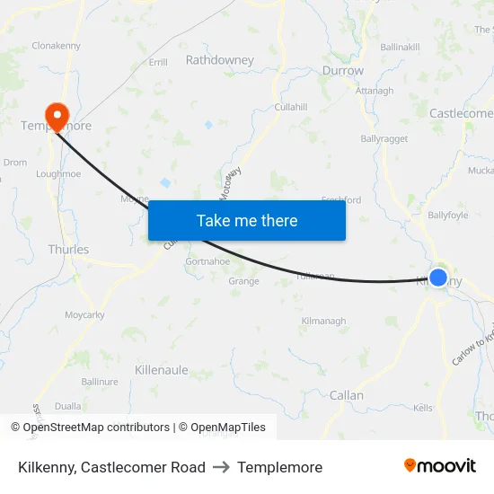 Kilkenny, Castlecomer Road to Templemore map