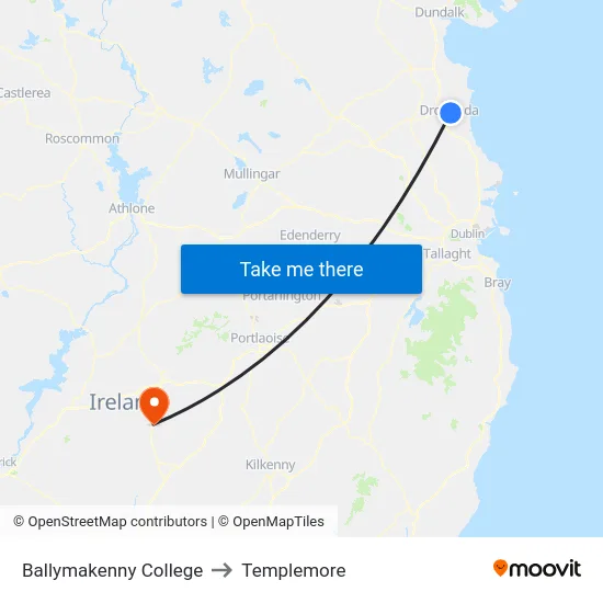 Ballymakenny College to Templemore map