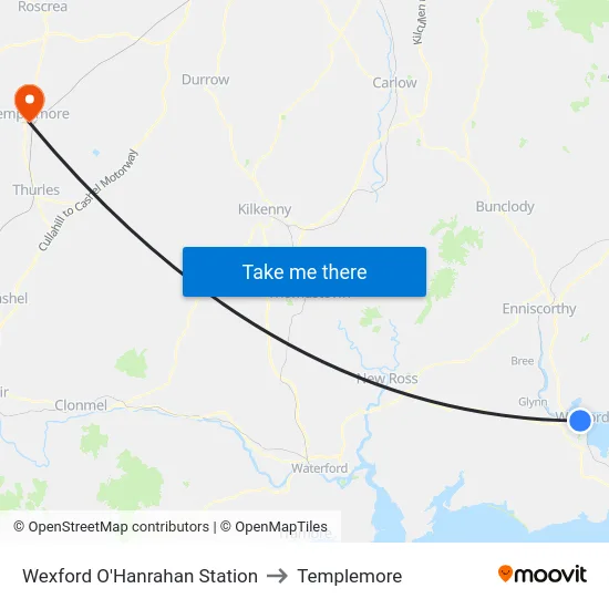 Wexford O'Hanrahan Station to Templemore map