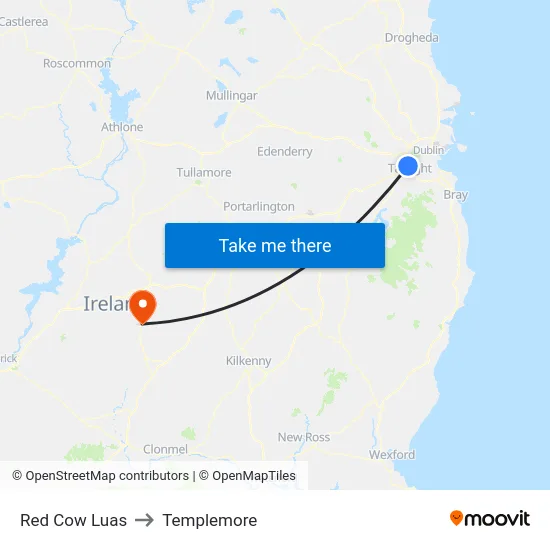 Red Cow Luas to Templemore map