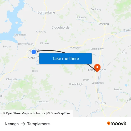 Nenagh to Templemore map
