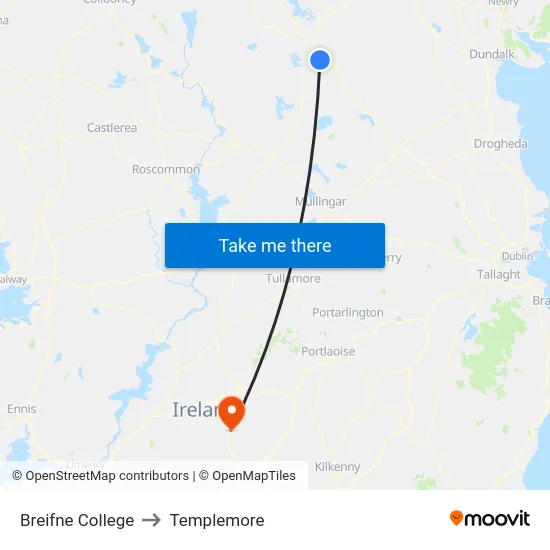 Breifne College to Templemore map