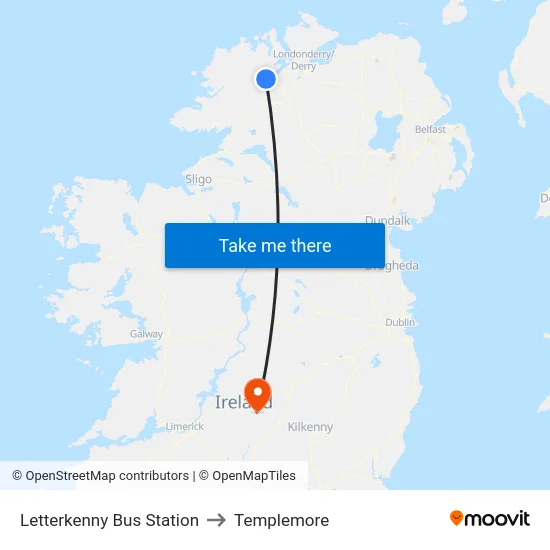Letterkenny Bus Station to Templemore map