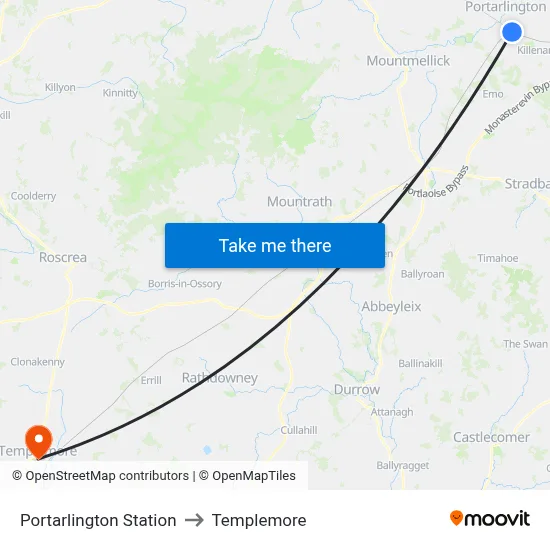 Portarlington Station to Templemore map