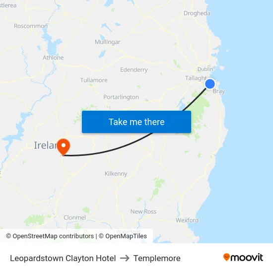 Leopardstown Clayton Hotel to Templemore map