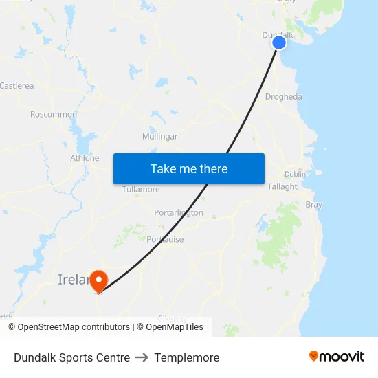 Dundalk Sports Centre to Templemore map