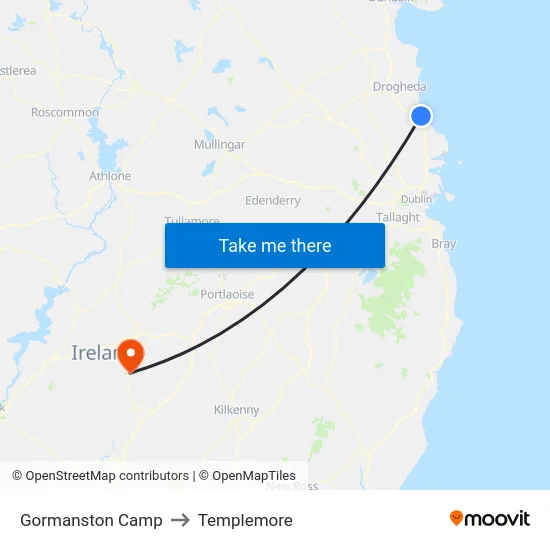Gormanston Camp to Templemore map