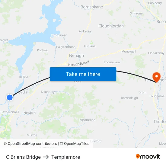 O'Briens Bridge to Templemore map