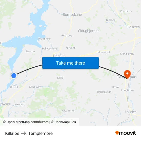 Killaloe to Templemore map