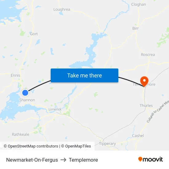 Newmarket-On-Fergus to Templemore map