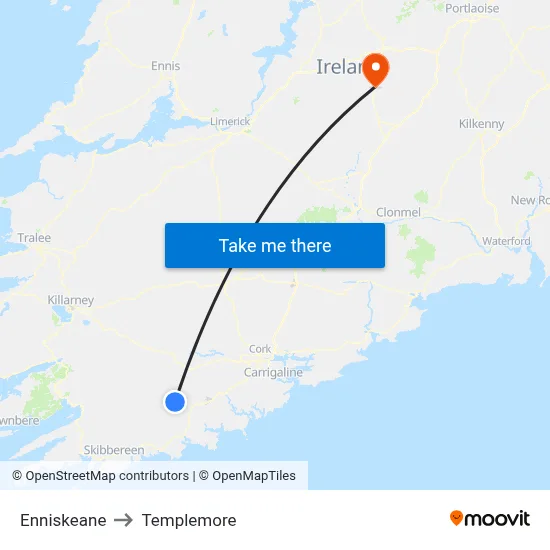 Enniskeane to Templemore map