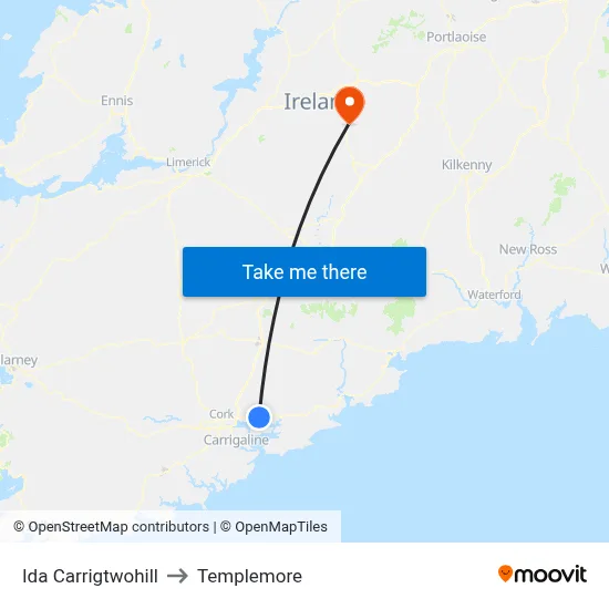 Ida Carrigtwohill to Templemore map