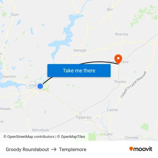 Groody Roundabout to Templemore map