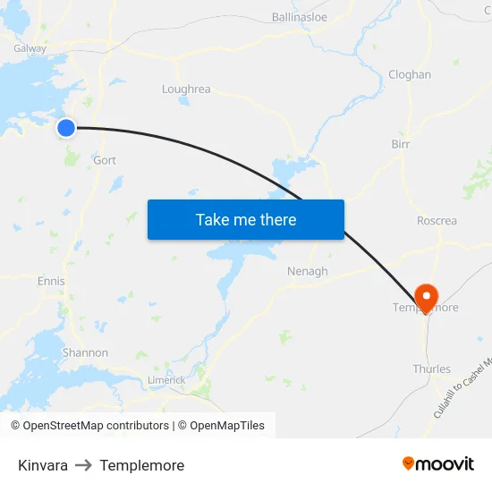 Kinvara to Templemore map