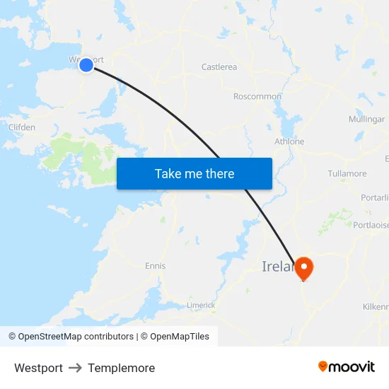 Westport to Templemore map